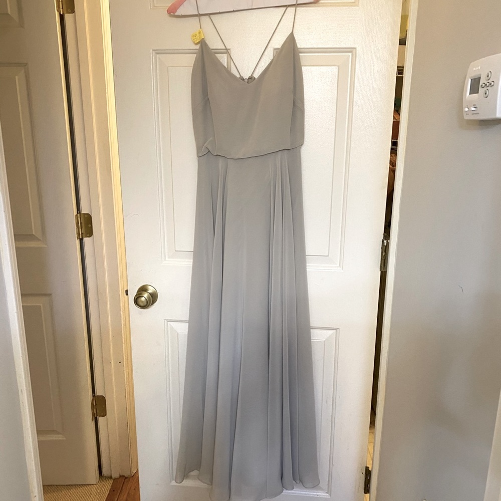 JENNY YOO Inesse Earl Grey Chiffon Dress